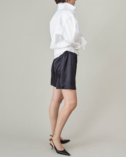 Handmade 100% Silk Shorts for Women, Wrap Boxer Design with Elastic Waist, White, Black Sporty Chic Summer Shorts