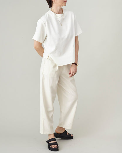 100% Silk White Pants for Women, Breezy Summer Trousers, Cropped Tapered Design with Pleated High Waist, Custom Size & Length