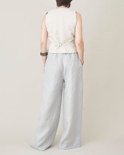 Women's Wide Leg Linen Trousers with Drawstring, Elastic Waist - High-Rise, Baggy, Loose-Fitting Palazzo Pants for Summer, Multiple Colors