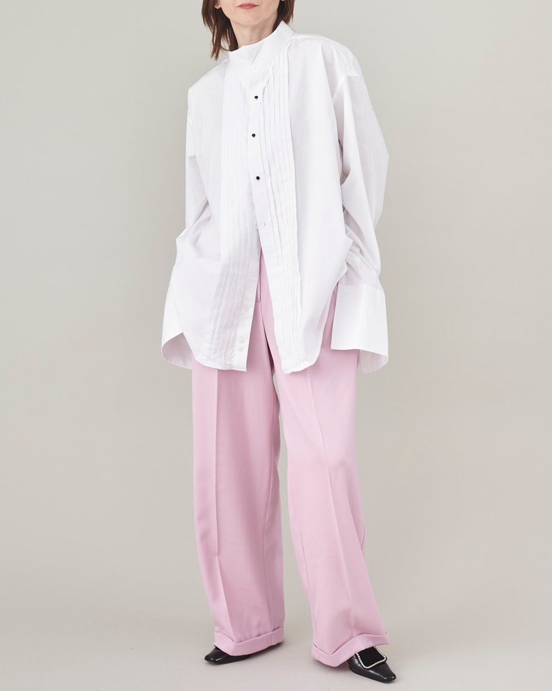Wool Trousers for Women, Straight Wide-Leg Pants in Black, White, Pink and more, Elegant Corporate Clothing for Spring, Summer, Fall