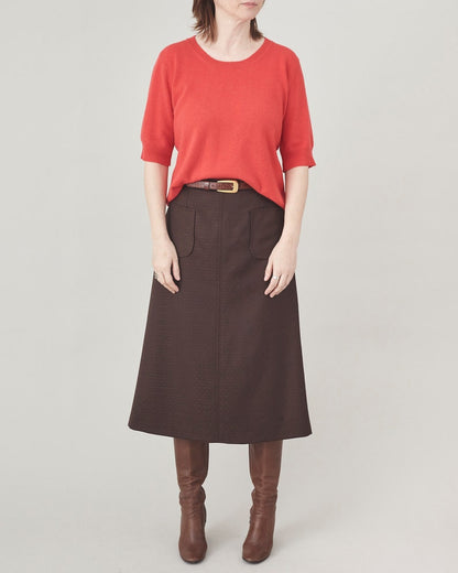 Handmade 100% Wool Brown Skirt for Women, Simple, Clean Design A-line, Midi Skirt for Elegant Business Looks, Fall, Spring Custom Size Skirt
