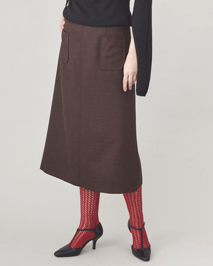 Handmade 100% Wool Brown Skirt for Women, Simple, Clean Design A-line, Midi Skirt for Elegant Business Looks, Fall, Spring Custom Size Skirt