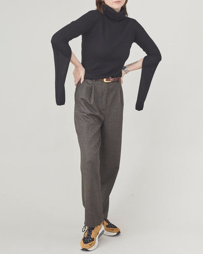Handmade 100% Wool Pants for Women, Pleated High Waist Design, Best for Winter, Spring and Fall, Cropped Tapered Cut, Fully Lined FTN1_51WOL