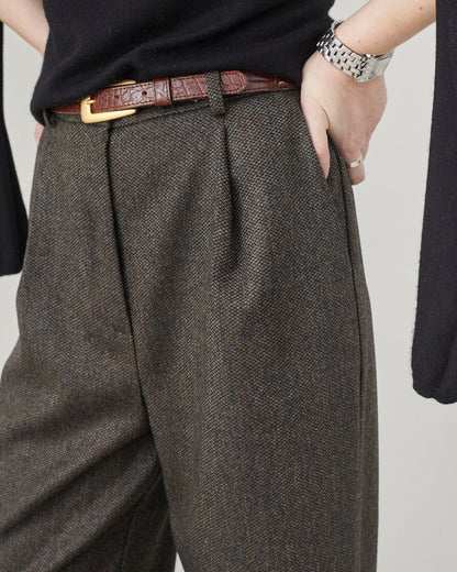 Handmade 100% Wool Pants for Women, Pleated High Waist Design, Best for Winter, Spring and Fall, Cropped Tapered Cut, Fully Lined FTN1_51WOL