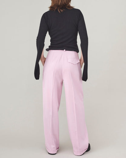 Wool Trousers for Women, Straight Wide-Leg Pants in Black, White, Pink and more, Elegant Corporate Clothing for Spring, Summer, Fall