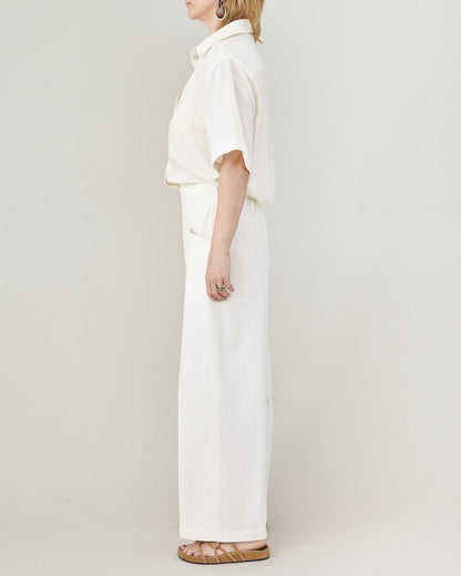 Handmade 100% Silk Pants for Women | Cropped, Wide Leg Summer Trousers in Ivory White