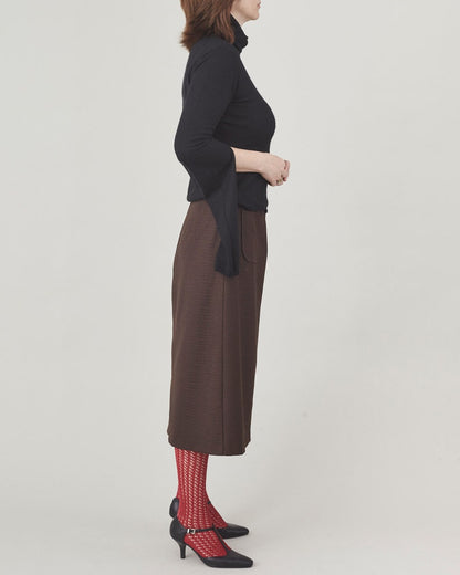Handmade 100% Wool Brown Skirt for Women, Simple, Clean Design A-line, Midi Skirt for Elegant Business Looks, Fall, Spring Custom Size Skirt