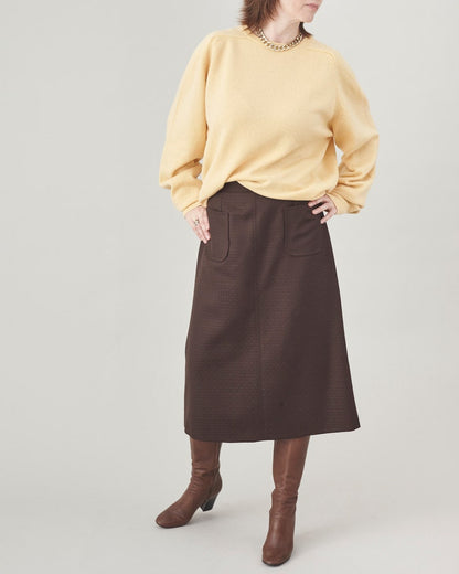 Handmade 100% Wool Brown Skirt for Women, Simple, Clean Design A-line, Midi Skirt for Elegant Business Looks, Fall, Spring Custom Size Skirt