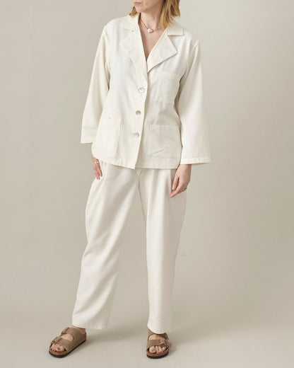 Handmade 100% Silk Pyjama Style Blouse for Women, Pure Raw Silk Minimalist Long Sleeve Top or Relaxed Fit Casual Blazer