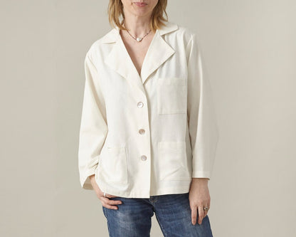 Handmade 100% Silk Pyjama Style Blouse for Women, Pure Raw Silk Minimalist Long Sleeve Top or Relaxed Fit Casual Blazer