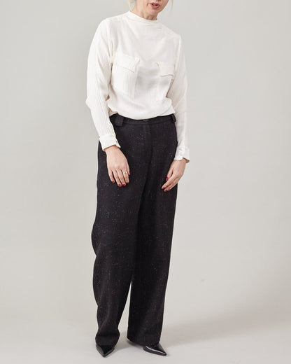 Handmade Thick 100% Wool Pants for Women, Mid Waist, Straight Cut, Loose Fit Warm Winter Trousers, Fully Lined. In Black, Khaki, Grey, Navy