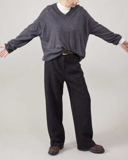 Handmade Thick 100% Wool Pants for Women, Mid Waist, Straight Cut, Loose Fit Warm Winter Trousers, Fully Lined. In Black, Khaki, Grey, Navy