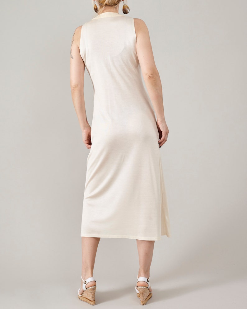 Pure Silk Midi Dress for Women in Butter White, Sleeveless, See Through Dress for Festivals and Summer Vacation