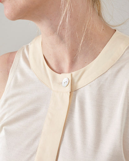 Pure Silk Midi Dress for Women in Butter White, Sleeveless, See Through Dress for Festivals and Summer Vacation