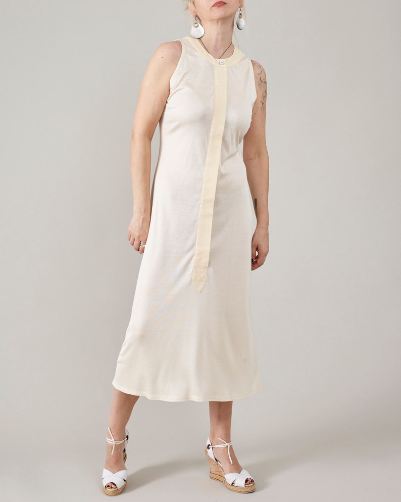 Pure Silk Midi Dress for Women in Butter White, Sleeveless, See Through Dress for Festivals and Summer Vacation