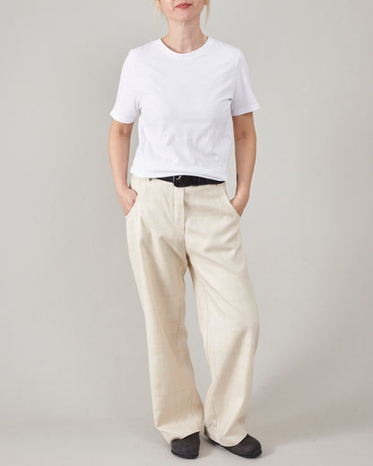 Handmade 100% Silk Pants for Women, Straight Cut, Loose Fit Tailored Trousers for Spring - Summer, Elegant Pants in Light Beige, Grey, Red