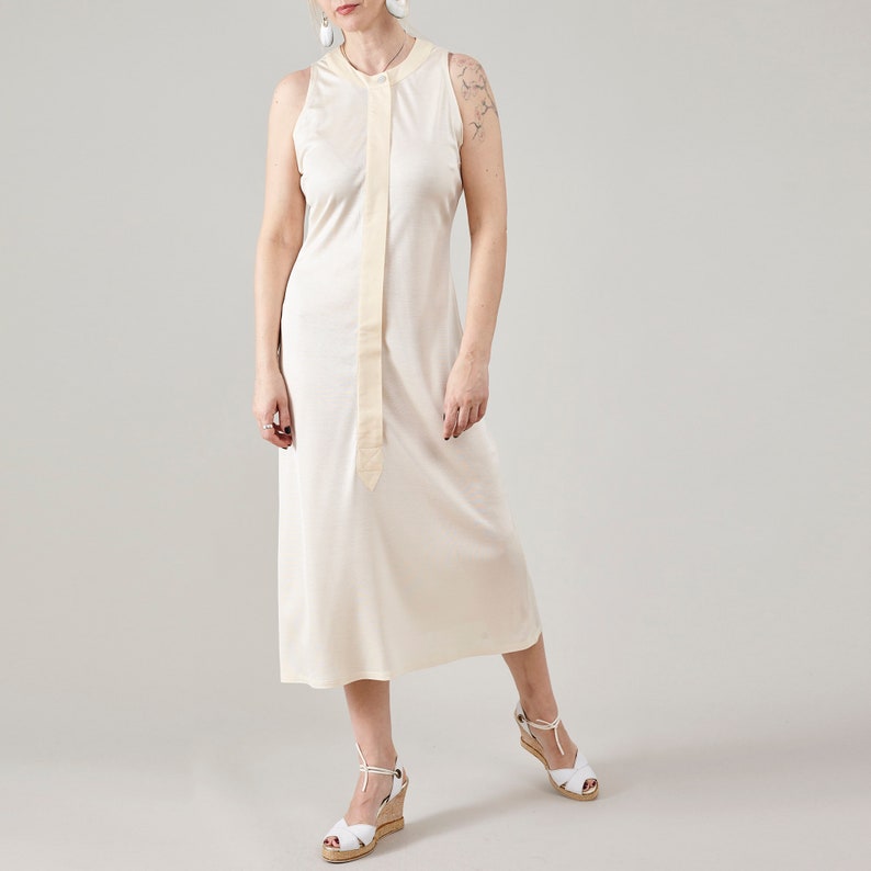 Pure Silk Midi Dress for Women in Butter White, Sleeveless, See Through Dress for Festivals and Summer Vacation