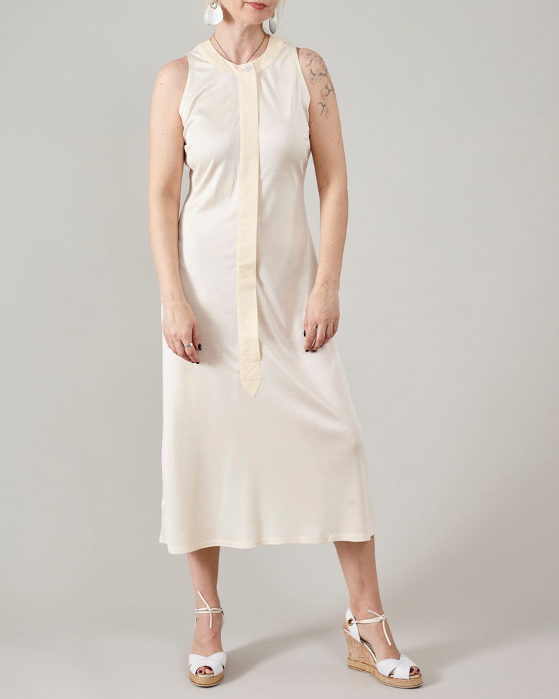 Pure Silk Midi Dress for Women in Butter White, Sleeveless, See Through Dress for Festivals and Summer Vacation