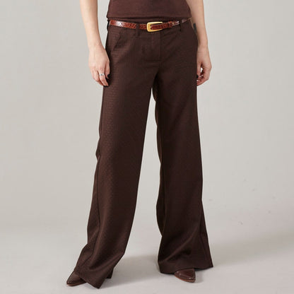 Brown Wool Flared Bell Bottom Pants for Women | Versatile Day-to-Evening Style | Perfect Gift for Dancing Enthusiasts