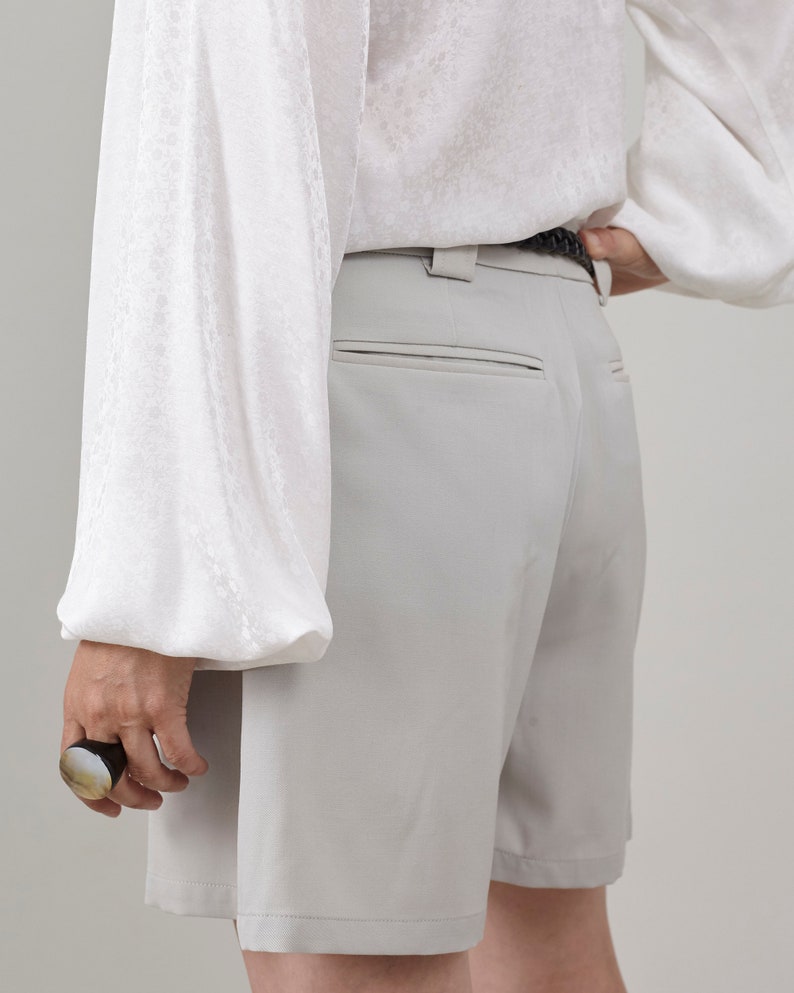 100% Wool Tailored Shorts for Women – Mid Rise, Relaxed Fit, Elegant Spring Summer Style