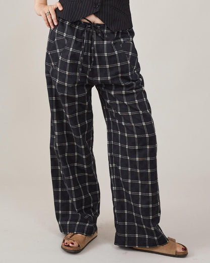 Pj Style Pants in Plaid Cotton, Relaxed Fit, Drawstring Waist, Super Lightweight Summer Pants