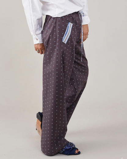 Handmade Poplin Cotton Pants for Summer - Polka Dots PJ Style Pants with Drawstring Waist and Pockets - Chic Easy Wear for Women