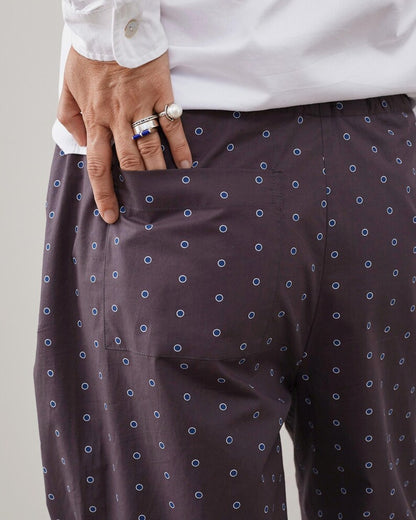 Handmade Poplin Cotton Pants for Summer - Polka Dots PJ Style Pants with Drawstring Waist and Pockets - Chic Easy Wear for Women