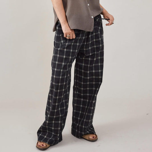 Pj Style Pants in Plaid Cotton, Relaxed Fit, Drawstring Waist, Super Lightweight Summer Pants
