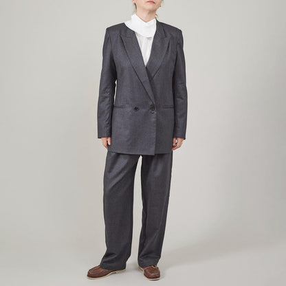 Handmade 100% Wool Suit Jacket for Women, Modern, Minimalist Straight Cut, Relaxed Fit Blazer in Black or Grey, Casual Workwear Power Suit