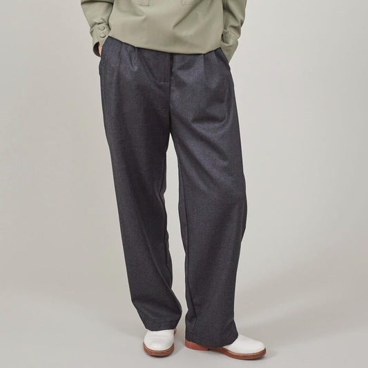 Handmade Grey, Black Wool Pants for Women, Elegant Warm Tailored Trousers, Pleated High Waist, Tapered Design with Roomy Crotch, Fully Lined