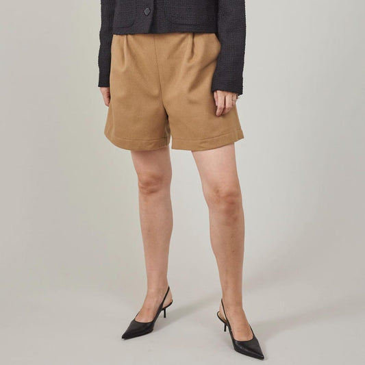100% Wool Short Pants for Women, Winter Brown Shorts, Pleated, High Waist, A-Shape Chic Short Pants for Sustainable Preppy Casual Outfits