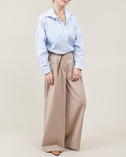 Wide-Leg Wool Pants for Women – Lightweight Tailored Trousers for Spring & Summer, Pleated High Waist, Chic in Beige, Black, Grey, Workwear