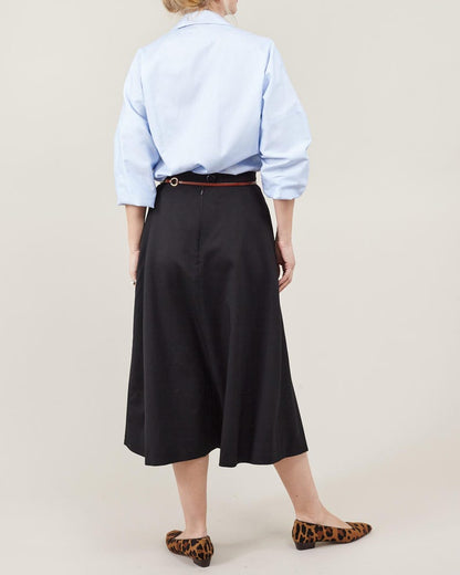100% Wool Skirt for Women – Classic, Elegant A-Line Midi Skirt with Pockets, Versatile Timeless Design in Black, Grey, Beige Casual Workwear