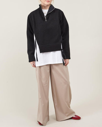 Wide-Leg Wool Pants for Women – Lightweight Tailored Trousers for Spring & Summer, Pleated High Waist, Chic in Beige, Black, Grey, Workwear
