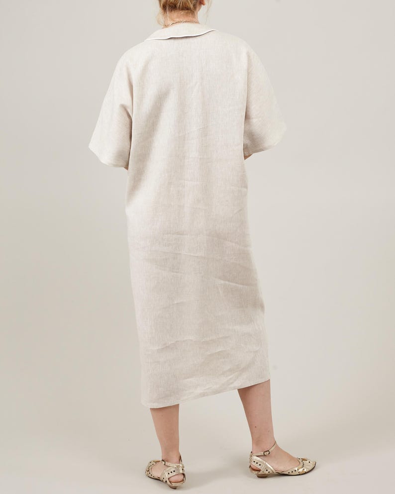 Chic Neutral Linen Dress for Elegant Days Out, Classy Shift Dress for a Sophisticated Looks