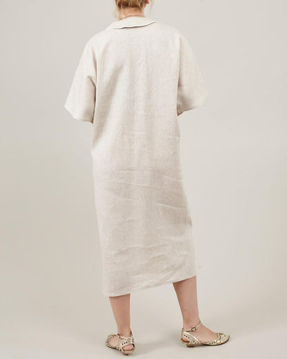 Chic Neutral Linen Dress for Elegant Days Out, Classy Shift Dress for a Sophisticated Looks