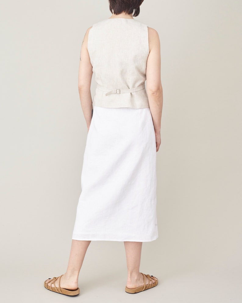 Linen Wrap Midi Skirt for Women