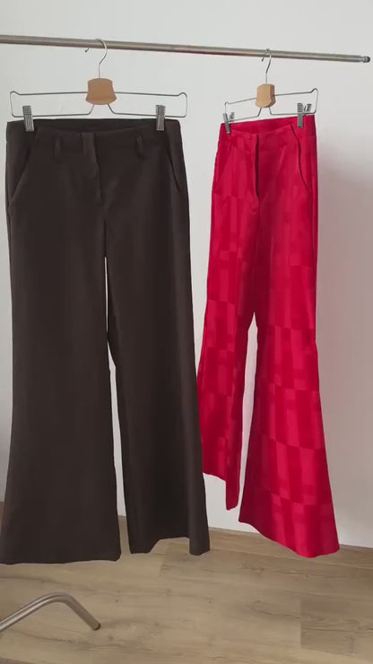 Brown Wool Flared Bell Bottom Pants for Women | Versatile Day-to-Evening Style | Perfect Gift for Dancing Enthusiasts