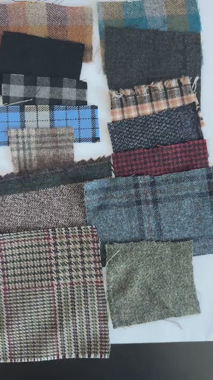 Wool Pleated Skirt for Women | Plaid Brown Wool Skirt below the knees with one welt pocket, belt loops. Fully lined. FTN59_100WOL