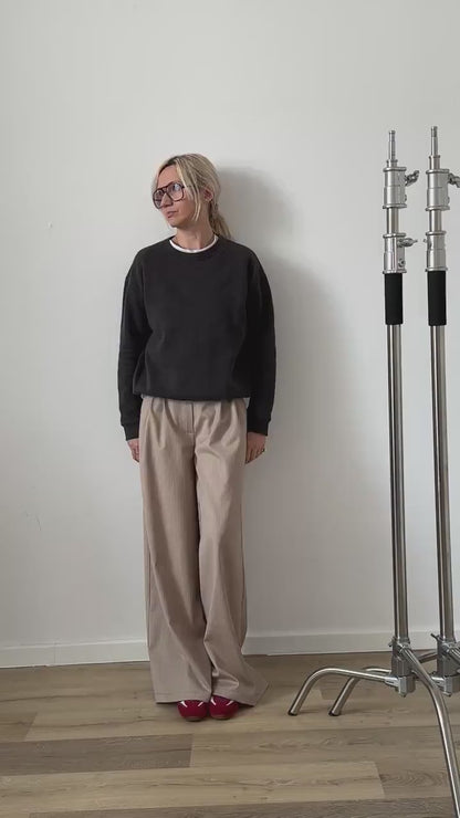 Wide-Leg Wool Pants for Women – Lightweight Tailored Trousers for Spring & Summer, Pleated High Waist, Chic in Beige, Black, Grey, Workwear